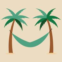 Tropical Paradise Hammock Relaxation Under Palm Trees vector