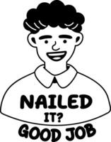 A glyph sticker of character saying good job in a sarcastic way vector
