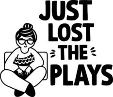 A glyph sticker of chill character with lost plays typography vector
