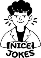 A glyph sticker of a character with sarcastic expression saying nice jokes vector