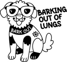 A glyph sticker of a barking dog with funny sarcastic typography vector