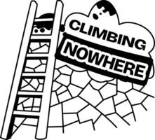 A glyph sticker of a ladder with climbing nowhere typography vector