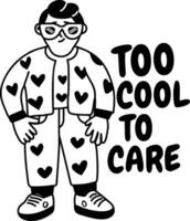 A glyph sticker of a cool character with careless sarcastic typography vector