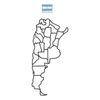 Map of Argentina territories, featuring states and borders. An outline design with regions, isolated on a white background. Highly detailed illustration Europe vector