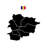 Iillustration of a map of andorra territories with flag. White flat design isolated on a white background. Highly detailed illustration Europe vector