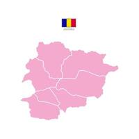 Pink map of andorra divided into states and territories. White flat design isolated on a white background. Highly detailed illustration Europe vector