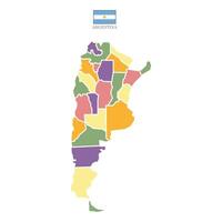 Colored map of Argentina territories, featuring states and borders. White flat design isolated on a white background. Highly detailed illustration. vector