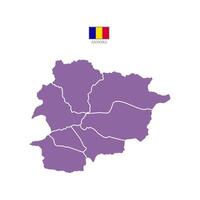 Purple map of andorra divided into states and territories. White flat design isolated on a white background. Highly detailed illustration Europe vector