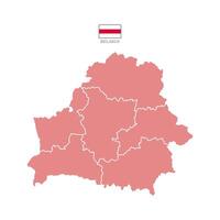 Red map of Belarus divided into states and territories. White flat design isolated on a white background. Highly detailed illustration Europe vector