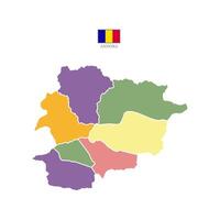 Colored map of andorra territories, featuring states and borders. White flat design isolated on a white background. Highly detailed illustration. vector