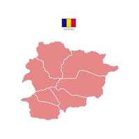 Red map of andorra divided into states and territories. White flat design isolated on a white background. Highly detailed illustration Europe vector