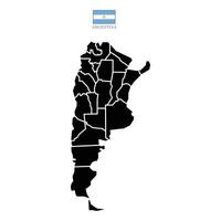Illustration of a map of Argentina territories with flag. White flat design isolated on a white background. Highly detailed illustration Europe vector