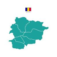 Turquoise map of andorra divided into states and territories. White flat design isolated on a white background. Highly detailed illustration Europe vector