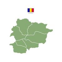 Green map of andorra divided into states and territories. White flat design isolated on a white background. Highly detailed illustration Europe vector