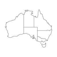 Clean outline map of Australia, featuring clearly defined state borders. Simple black contour on a white background, perfect for educational use, infographics, prints, and design projects. vector
