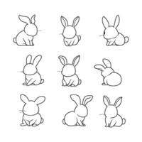 Collection of Cartoon Bunny Faces in Different Styles vector