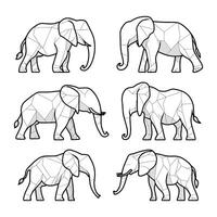 Set of Cartoon Elephants with Different Poses vector