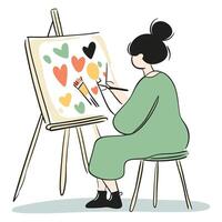 Artist Drawing Abstract Shapes in a Peaceful Studio Setting vector