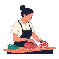 Chef Perfectly Slicing Meat on a Cutting Board vector