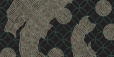 Crafted hand drawn brush line abstract pattern, Japanese and Ethnic folk inspired wood carving, weaving, sculpting textured surface background with Sashiko thread line vector