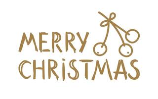 Creative Merry Christmas design with simple ornaments in gold color for festive celebrations vector
