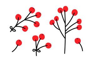 Bright red berries with simple black outlines in a minimalist design on a white background vector