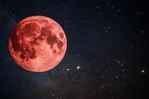 Beautiful shot of a red moon with a black night sky High Resolution image photo