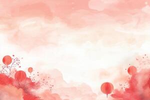 Red lanterns floating on a watercolor background representing chinese new year photo