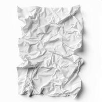 Crumpled white paper on white background creating abstract texture photo