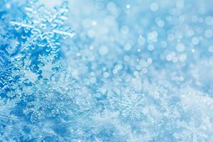 Snowflakes creating winter wonderland with sparkling bokeh effect photo