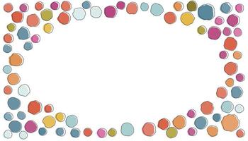 Colorful spotted round frame. Cute border with organic stains. Geometric art. Design element for frame, web pages, prints, posters, template, abstract background. vector
