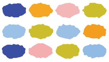Set of liquid oval organic shapes, irregular form in vibrant colors. Colorful simple freeform, asymmetric blob. vector