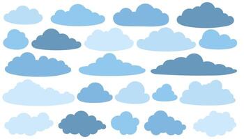 Set of clouds in flat style. Abstract cloudy collection isolated on white background. vector