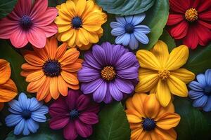 Vibrant Floral Arrangement Featuring Diverse Colorful Blooms for Spring Decor photo