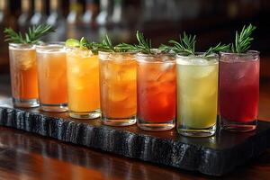 Vibrant Assortment of Fresh Cocktails for Summer Celebrations and Culinary Events photo