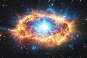 Cosmic Explosion Vibrant Nebula in Outer Space for Sci-Fi Design and Astronomy Exploration photo