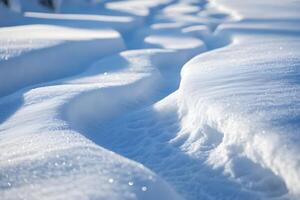 Serene Winter Landscape Featuring Pristine Snow-Covered Terrain photo