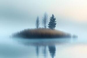 Tranquil Misty Island Landscape for Nature-Inspired Decor and Reflection Themes photo