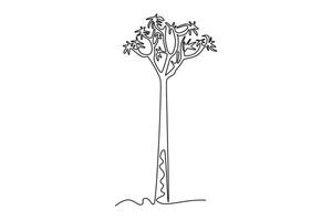 Single continuous line drawing quiver tree forest. Decorative kokerboom woud for greeting post card. Tourist and travel wall decor poster art. Dynamic one line draw graphic design illustration vector