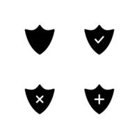 Shield icon set. Safety icon. Approve, Cross, Add shield icon. vector
