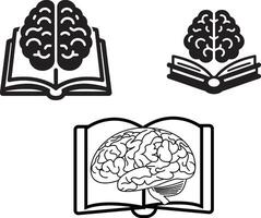 Brain and book icons vector