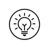 Light bulb, lamp outline icon on circle line. Insight, idea sign symbol vector