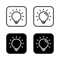 Light bulb outline icon on square line. Lamp, idea, insight sign symbol vector