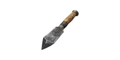 Ancient iron dagger with wooden handle isolated on transparent background png