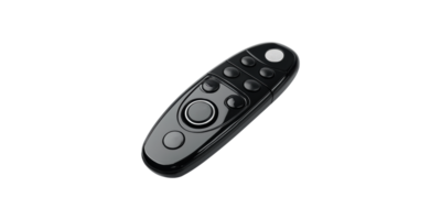 Black remote control device with buttons isolated on transparent background png