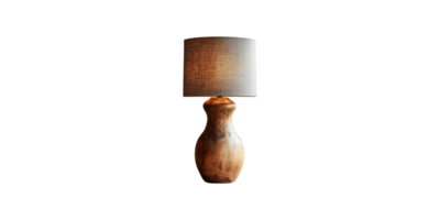 Wooden table lamp with fabric shade isolated on transparent background png