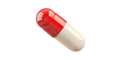 Red and white pill capsule isolated on transparent background png