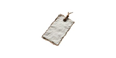 Rustic fabric tag with twine and eyelet isolated on transparent background png