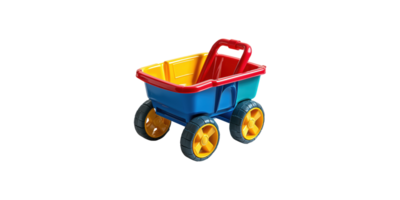 Colorful toy wagon with four wheels isolated on transparent background png