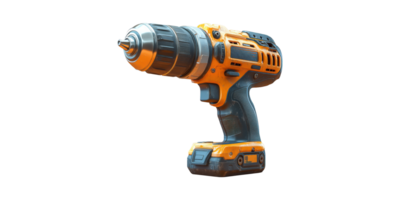 Orange cordless power drill isolated on transparent background png